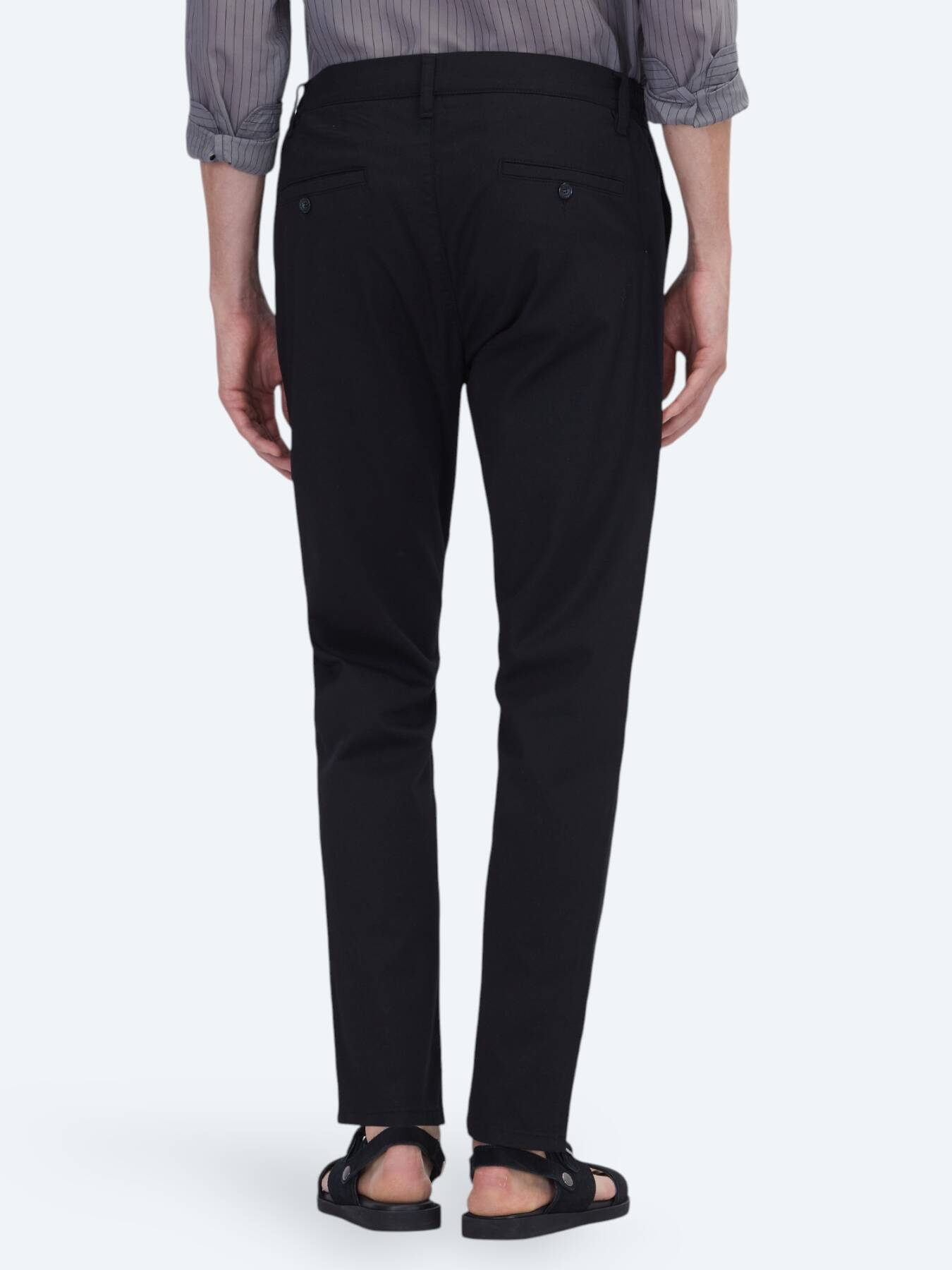 Siyah Dokuma Jogging Fit Casual Pamuk Karışımlı Pantolon