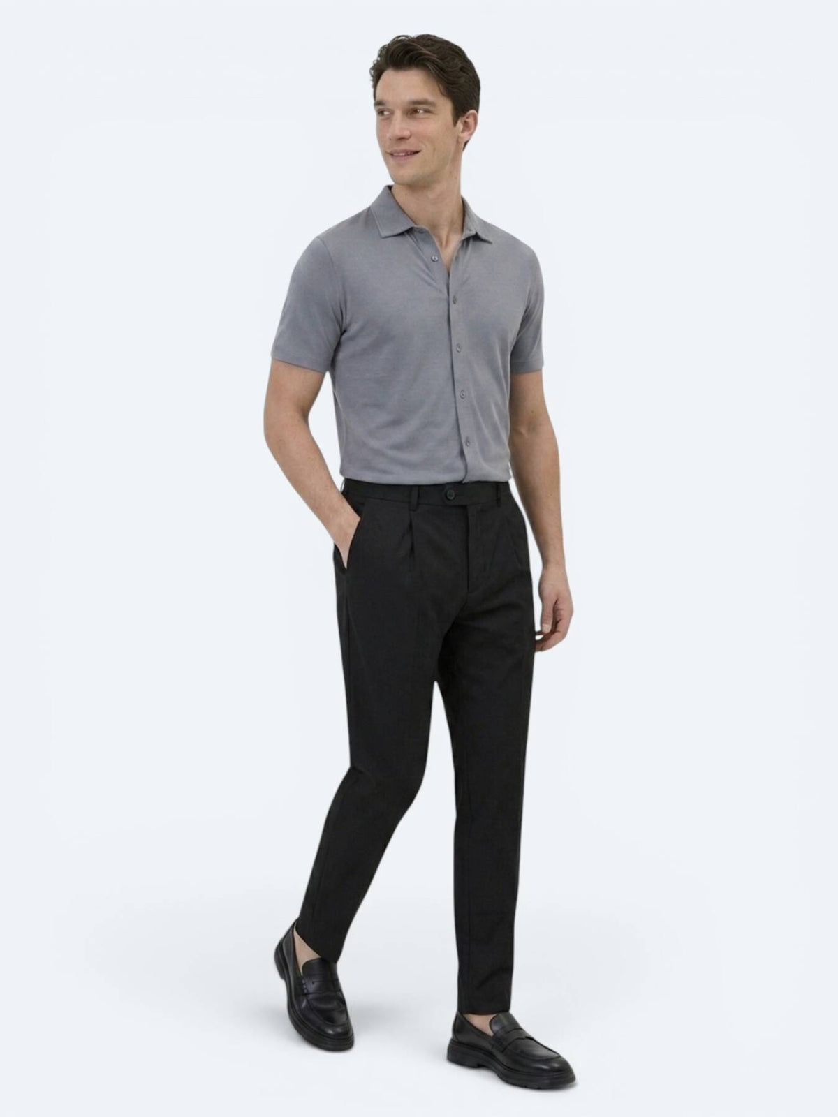 Siyah Dokuma Jogging Fit Casual Pamuk Karışımlı Pantolon