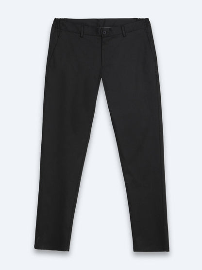 Siyah Dokuma Jogging Fit Casual Pamuk Karışımlı Pantolon