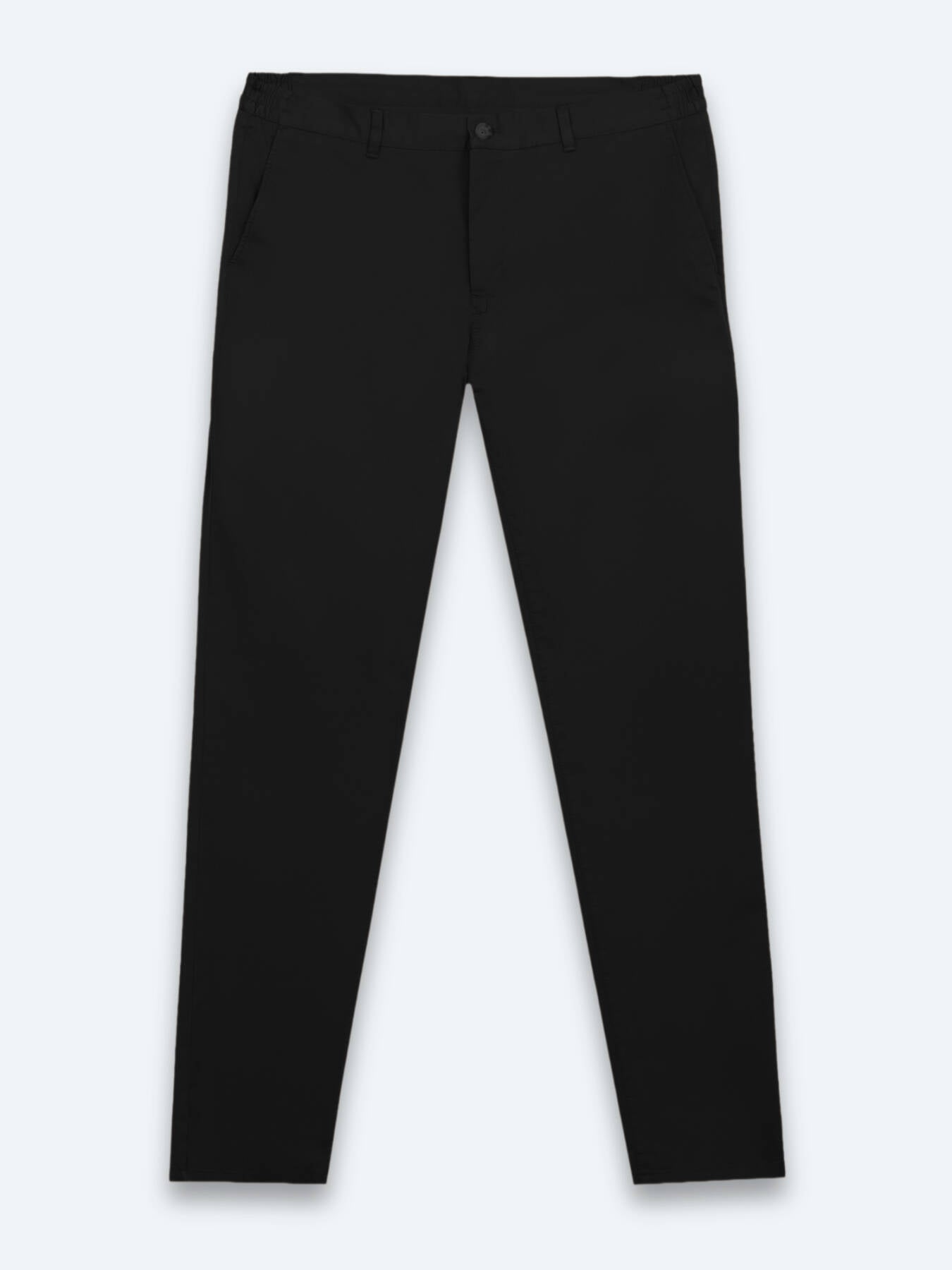 Siyah Dokuma Jogging Fit Casual Pamuk Karışımlı Pantolon