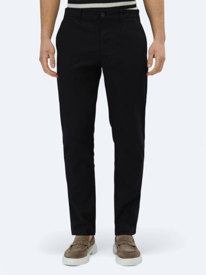 Siyah Dokuma Regular Fit Casual Pamuk Karışımlı Pantolon