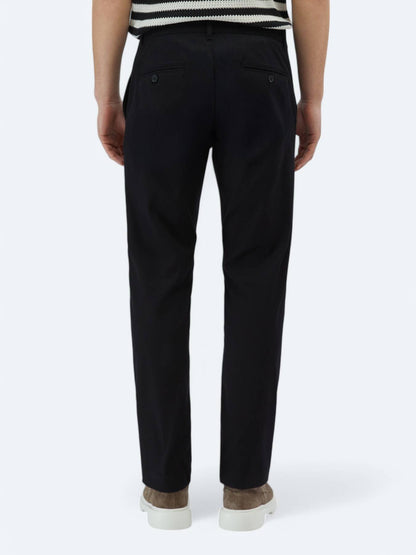 Siyah Dokuma Regular Fit Casual Pamuk Karışımlı Pantolon