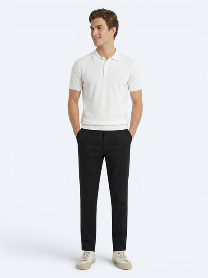 Siyah Dokuma Relaxed Fit Casual Pamuk Karışımlı Pantolon