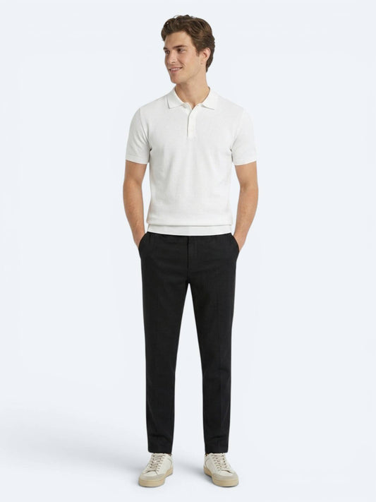 Siyah Dokuma Relaxed Fit Casual Pamuk Karışımlı Pantolon