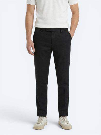 Siyah Dokuma Relaxed Fit Casual Pamuk Karışımlı Pantolon