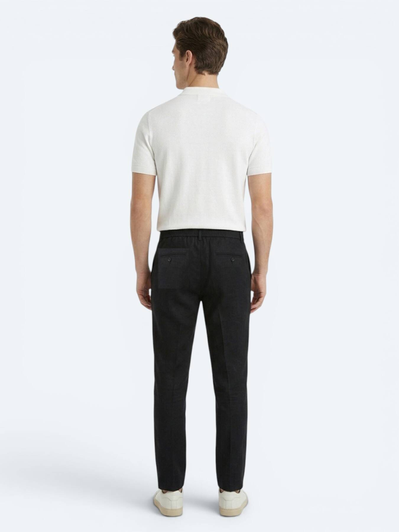 Siyah Dokuma Relaxed Fit Casual Pamuk Karışımlı Pantolon
