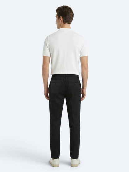 Siyah Dokuma Relaxed Fit Casual Pamuk Karışımlı Pantolon