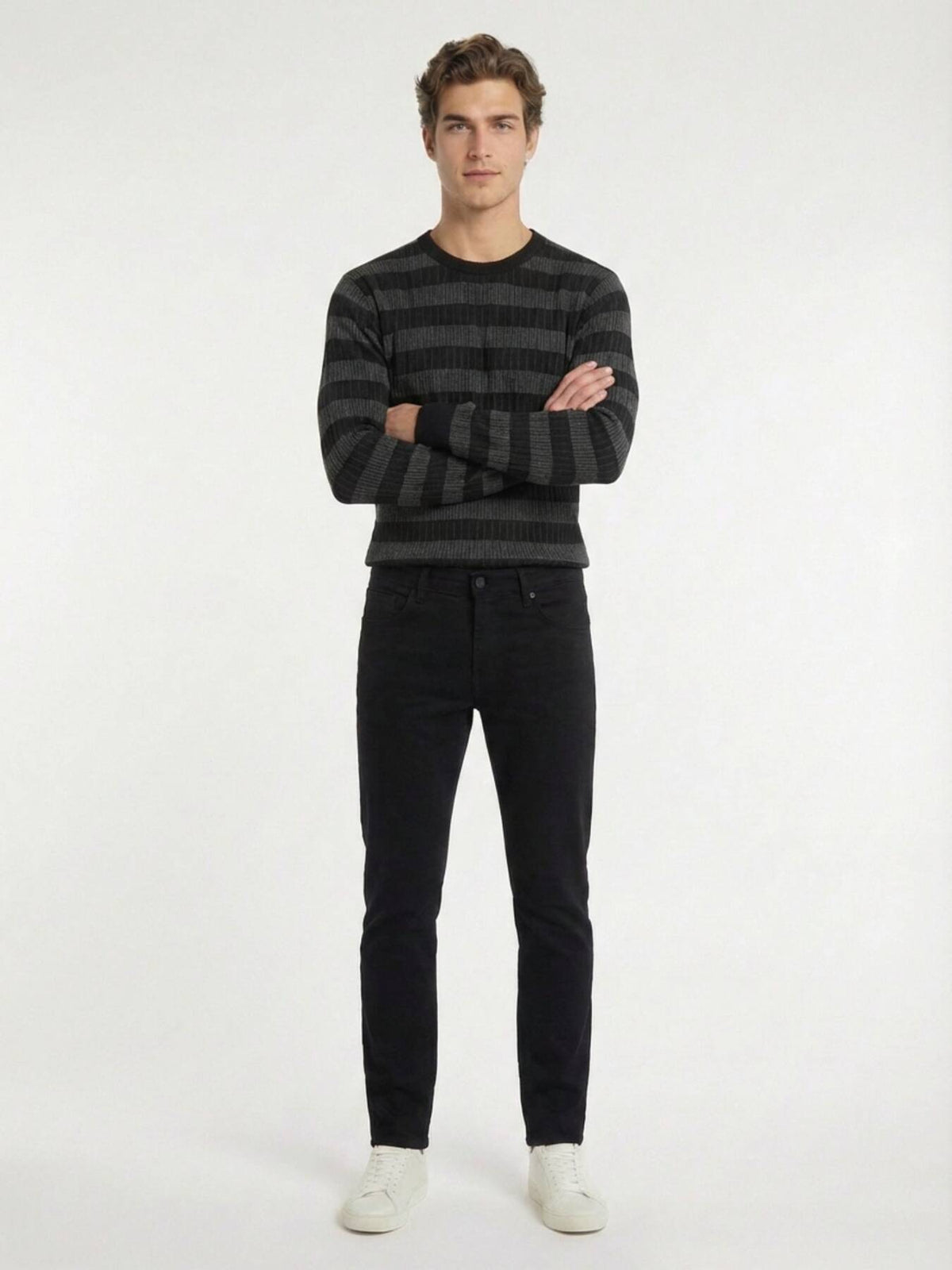 Siyah Dokuma Slim Fit Casual Pamuk Karışımlı Pantolon
