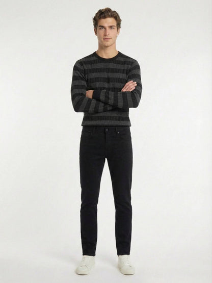 Siyah Dokuma Slim Fit Casual Pamuk Karışımlı Pantolon