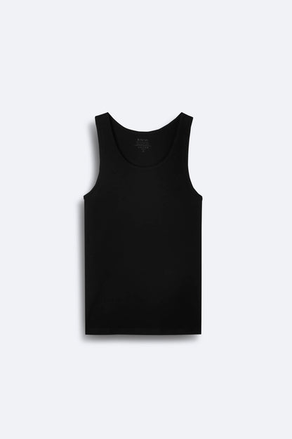 Siyah Basic Pamuklu Nefes Alan Bi-stretch Tekli Atlet