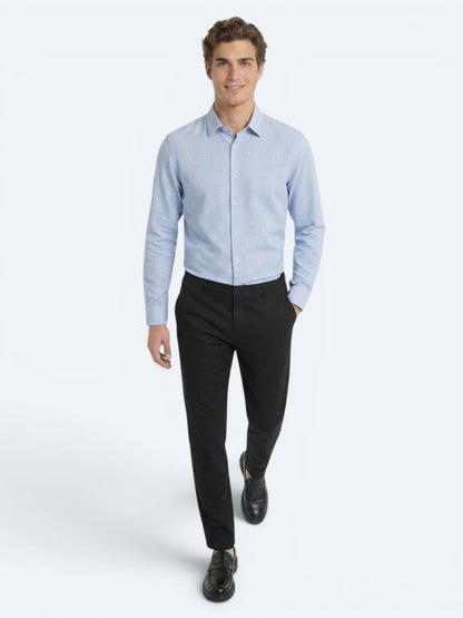Siyah Düz Dokuma Jogging Fit Casual %100 Keten Pantolon