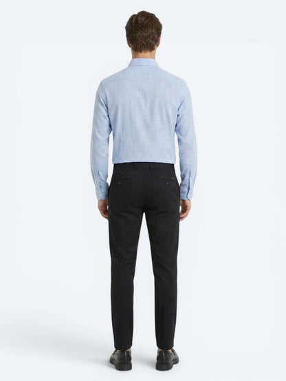 Siyah Düz Dokuma Jogging Fit Casual %100 Keten Pantolon