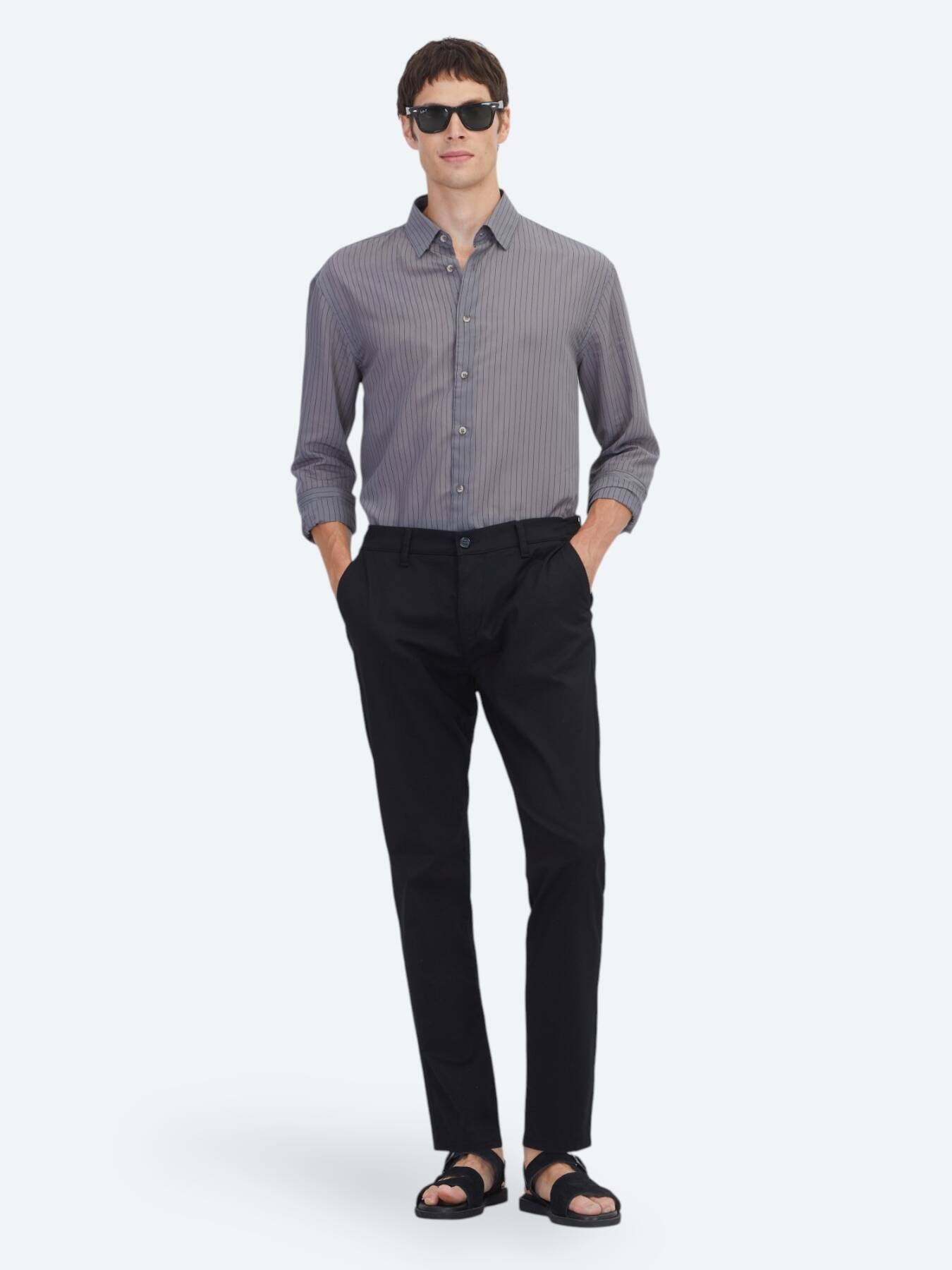 Siyah Dokuma Jogging Fit Casual Pamuk Karışımlı Pantolon