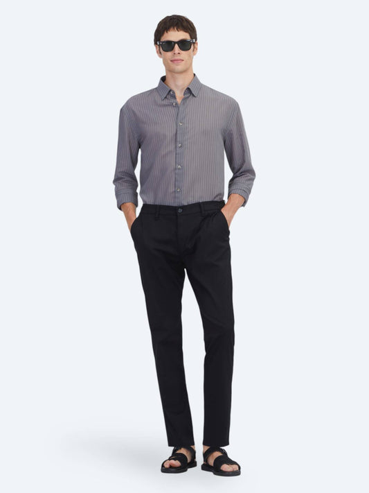 Siyah Dokuma Jogging Fit Casual Pamuk Karışımlı Pantolon