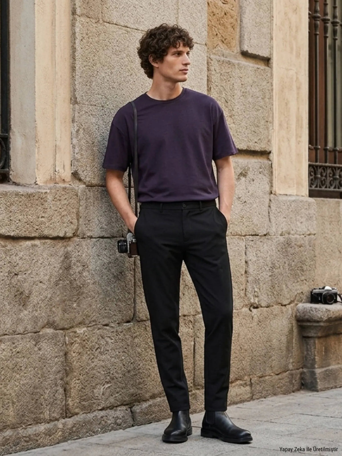Siyah Düz Dokuma Jogging Fit Casual Pamuk Karışımlı Pantolon