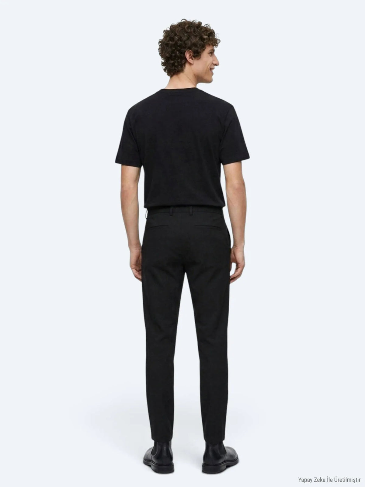 Siyah Düz Dokuma Jogging Fit Casual Pamuk Karışımlı Pantolon