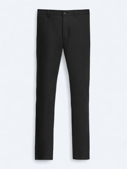 Siyah Düz Dokuma Jogging Fit Casual Pamuk Karışımlı Pantolon