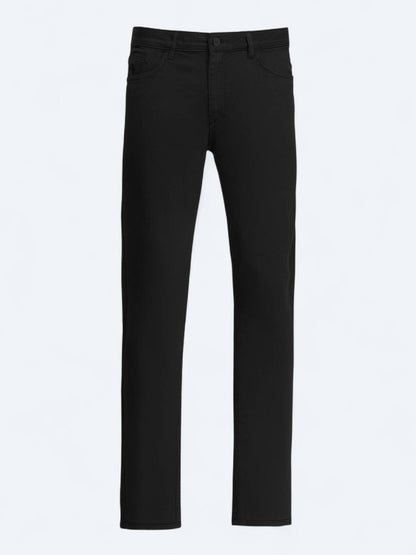 Siyah Düz Dokuma Slim Fit Casual Pamuk Karışımlı Pantolon