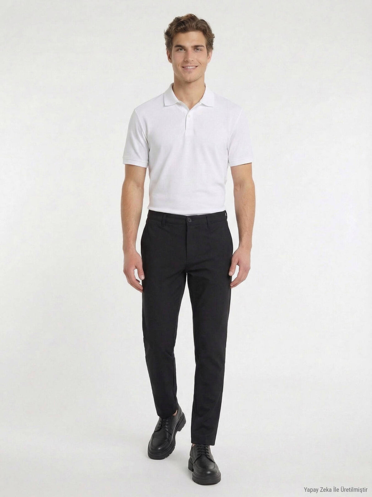 Siyah Düz Dokuma Slim Fit Casual Pantolon