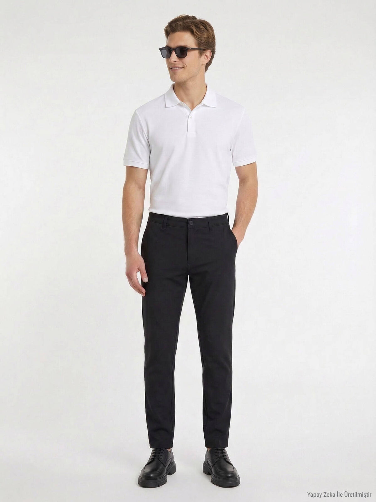 Siyah Düz Dokuma Slim Fit Casual Pantolon