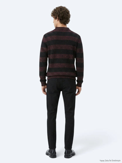 Siyah Düz Dokuma Slim Fit Spor Pamuk Karışımlı Pantolon