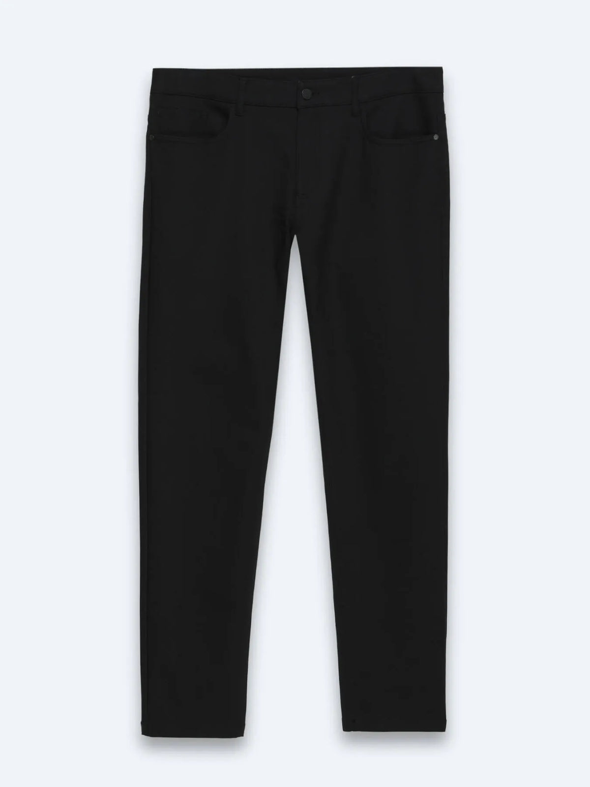 Siyah Düz Dokuma Slim Fit Spor Pamuk Karışımlı Pantolon