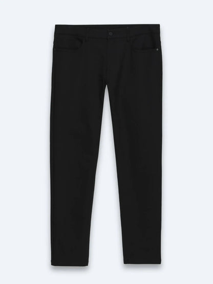 Siyah Düz Dokuma Slim Fit Spor Pamuk Karışımlı Pantolon
