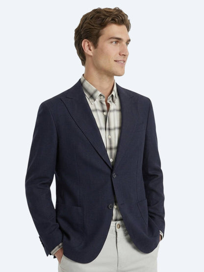 Siyah Düz Modern Fit %100 Keten Ceket