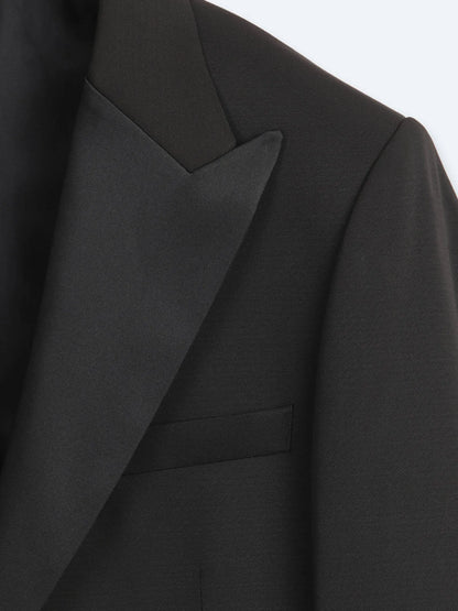 Siyah Düz Modern Fit Dokuma Smokin Takım Elbise