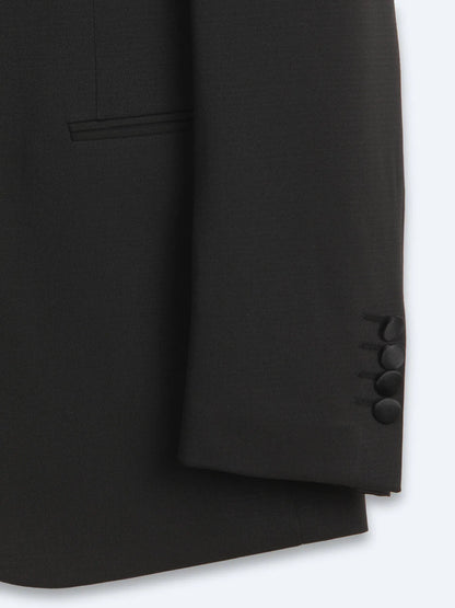 Siyah Düz Modern Fit Dokuma Smokin Takım Elbise
