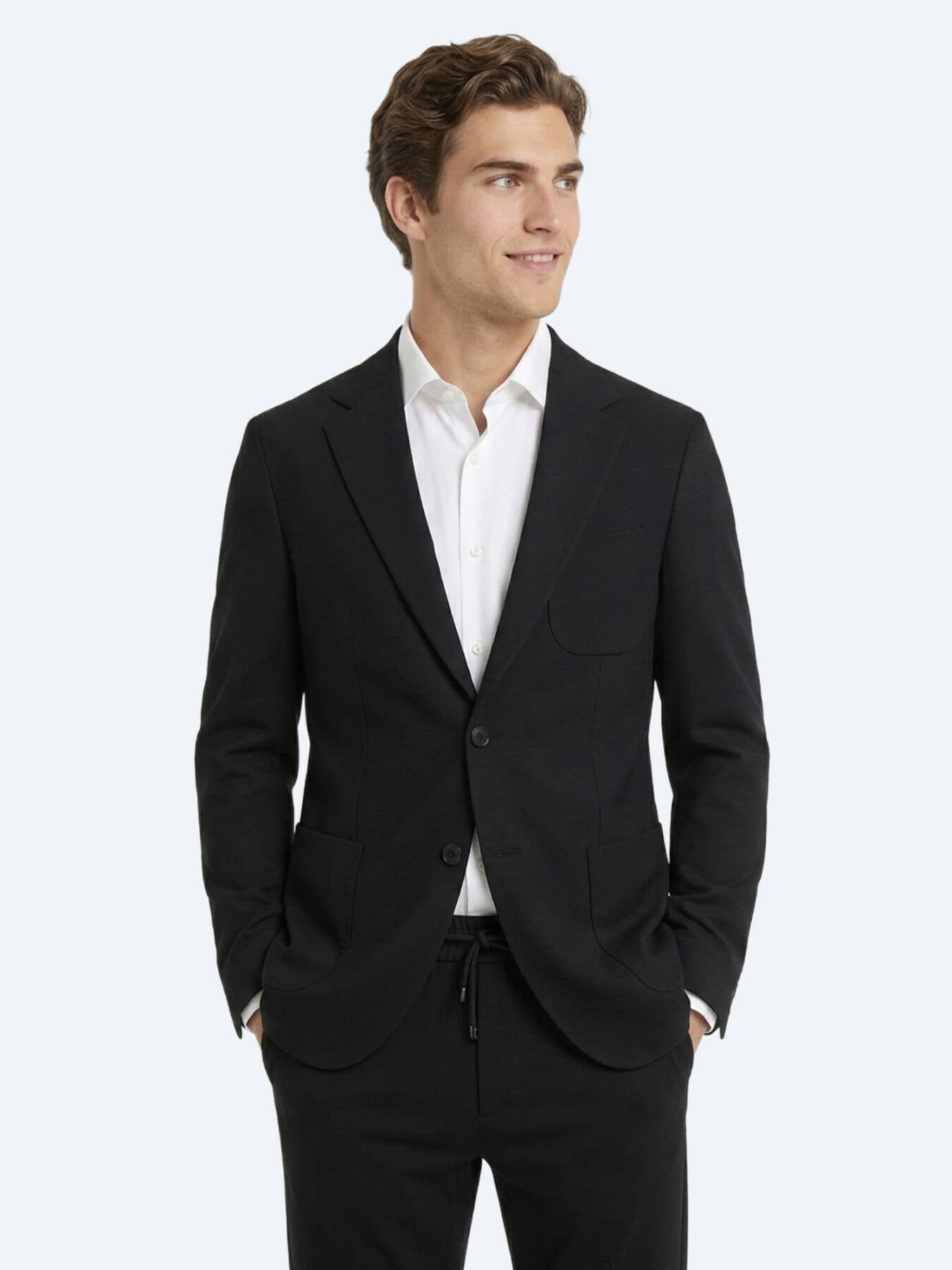 Siyah Mikro Modern Fit Örme Takım Elbise