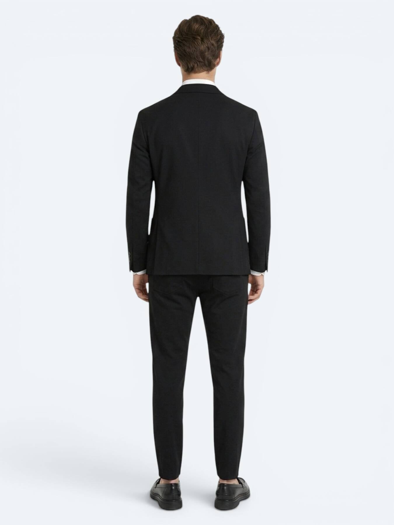 Siyah Mikro Modern Fit Örme Takım Elbise