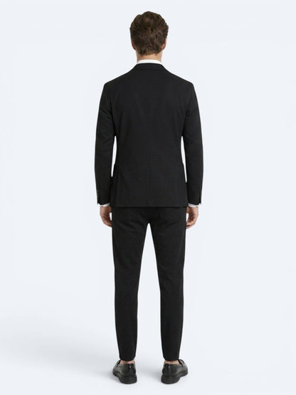 Siyah Mikro Modern Fit Örme Takım Elbise