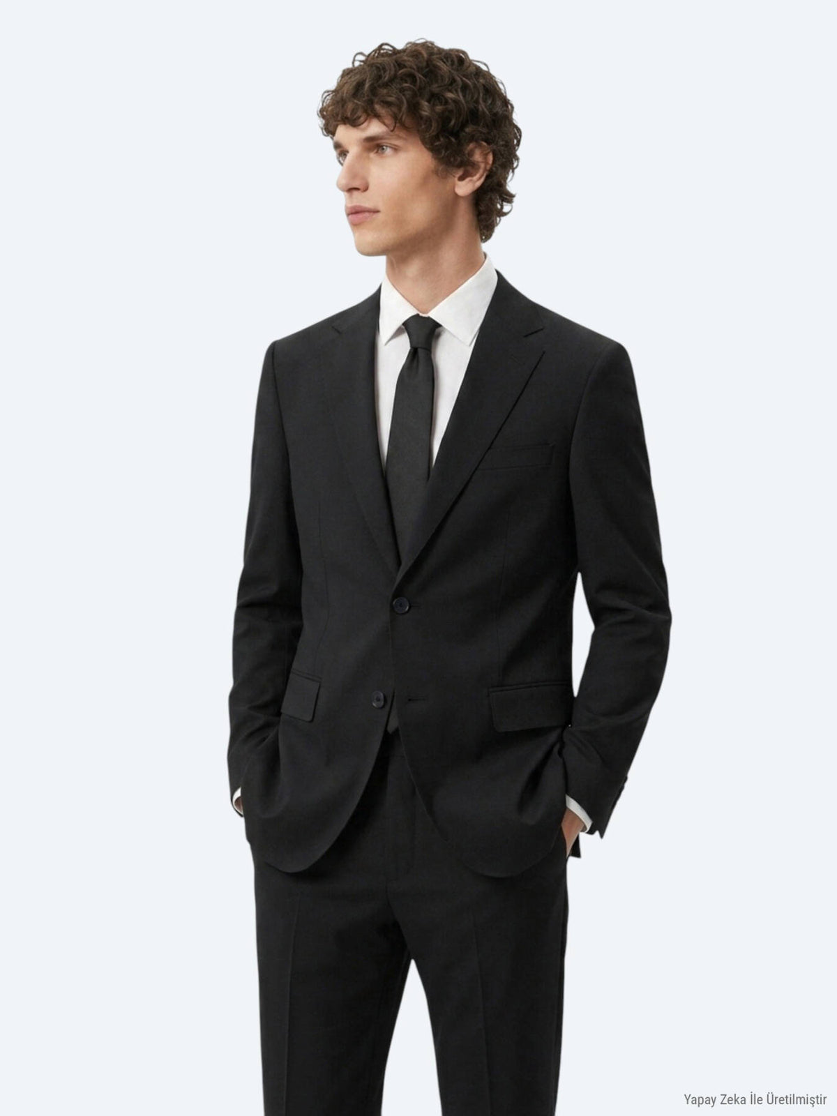 Siyah Düz Modern Fit Takım Elbise