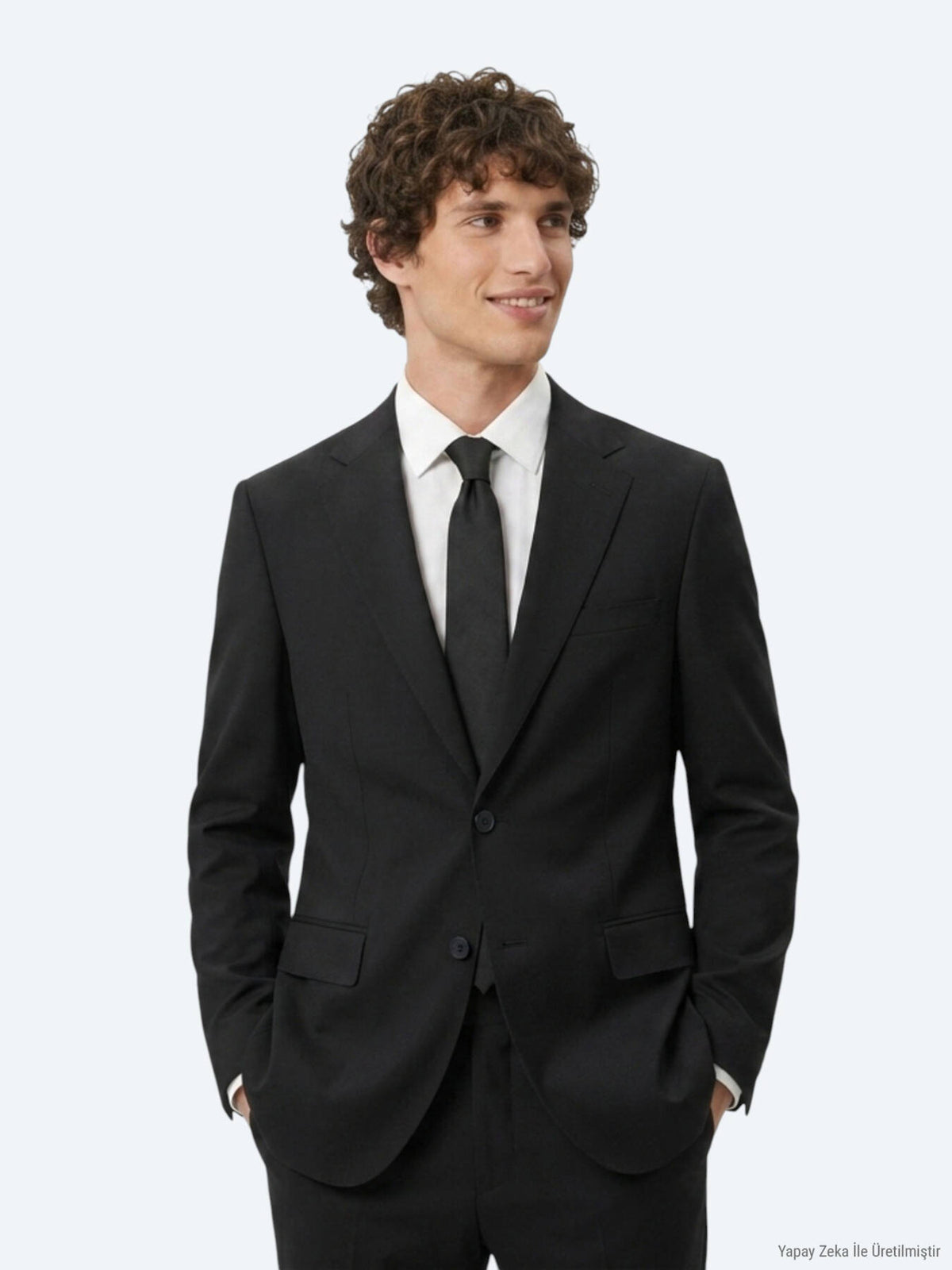 Siyah Düz Modern Fit Takım Elbise