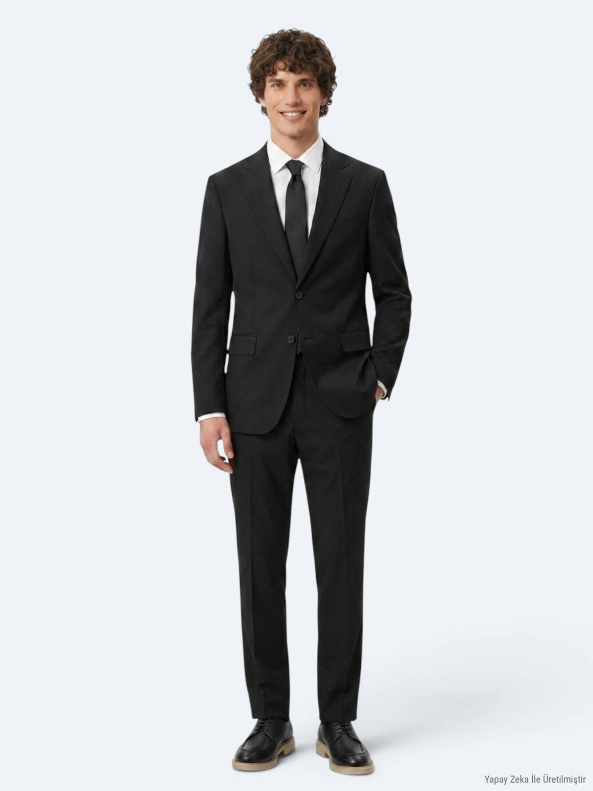 Siyah Düz Modern Fit Takım Elbise