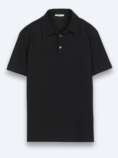 Siyah Düz Pamuk Karışımlı T-shirt