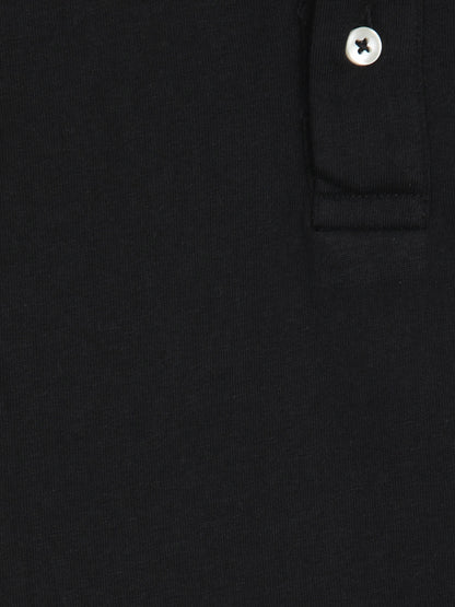 Siyah Düz Pamuk Karışımlı T-shirt