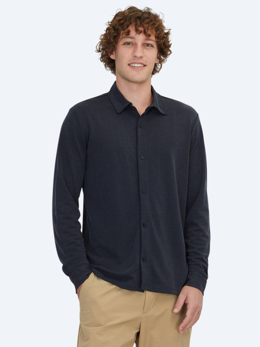 Siyah Düz Regular Fit Uzun Casual Gömlek