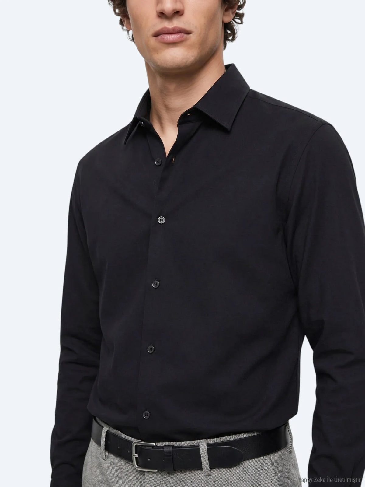 Siyah Düz Regular Fit Uzun Casual %100 Pamuk Gömlek