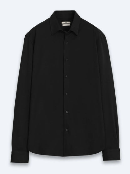 Siyah Düz Regular Fit Uzun Casual %100 Pamuk Gömlek