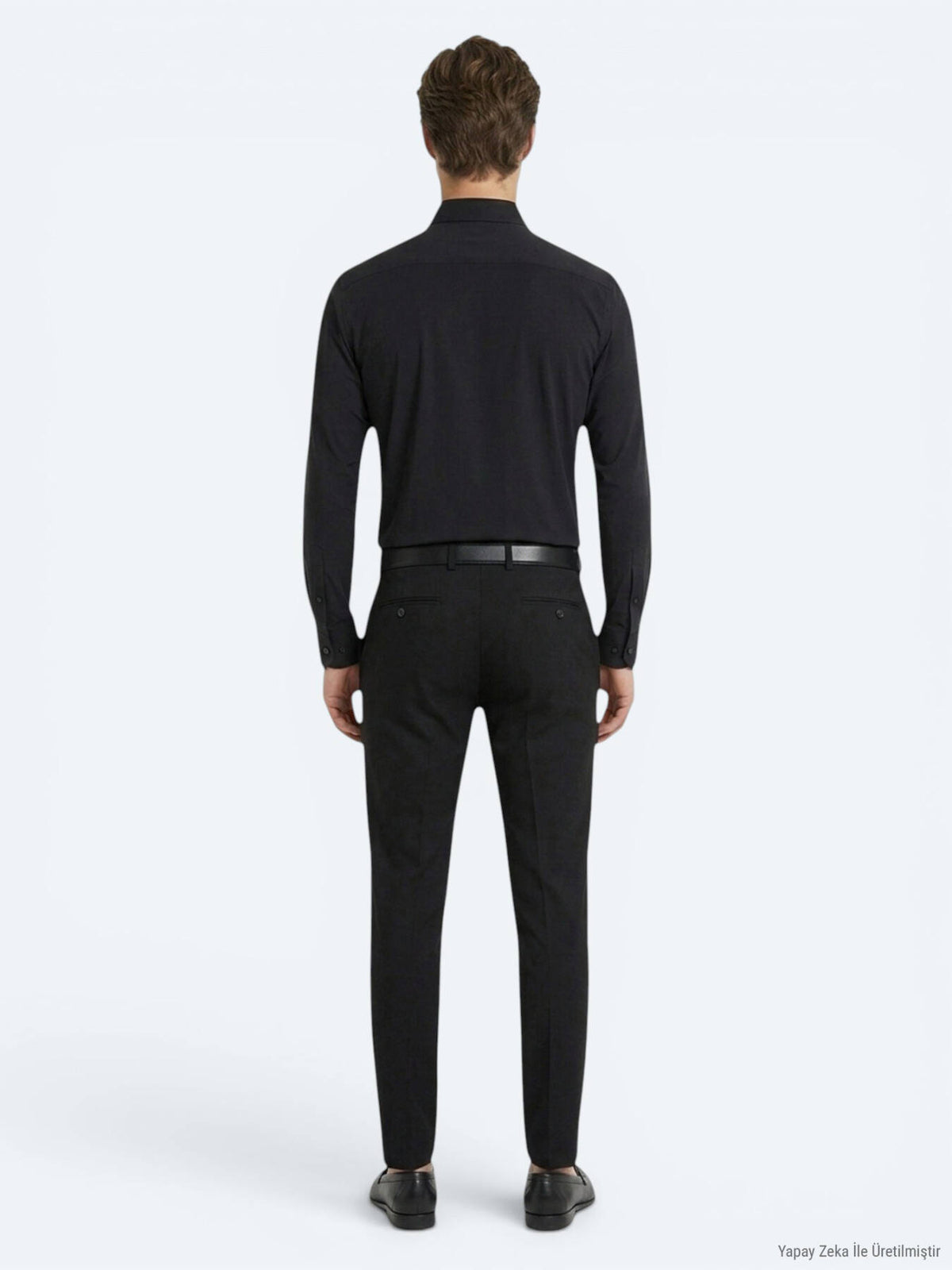 Siyah Düz Regular Fit Uzun Casual Gömlek