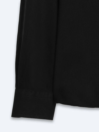 Siyah Düz Regular Fit Uzun Dokuma Casual Gömlek
