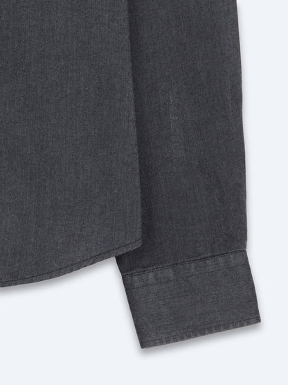 Siyah Düz Regular Fit Uzun Dokuma Casual Pamuk Karışımlı Gömlek