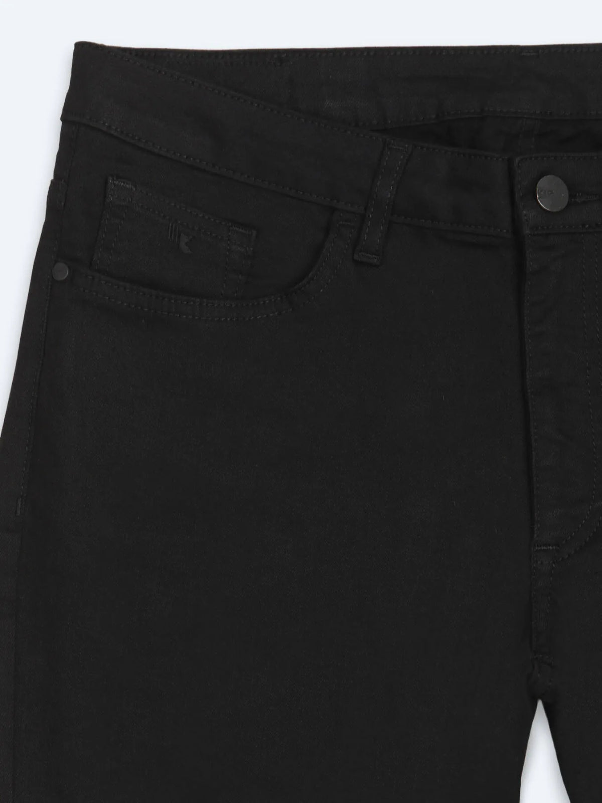 Siyah Düz Slim Fit Denim Pamuk Karışımlı Pantolon