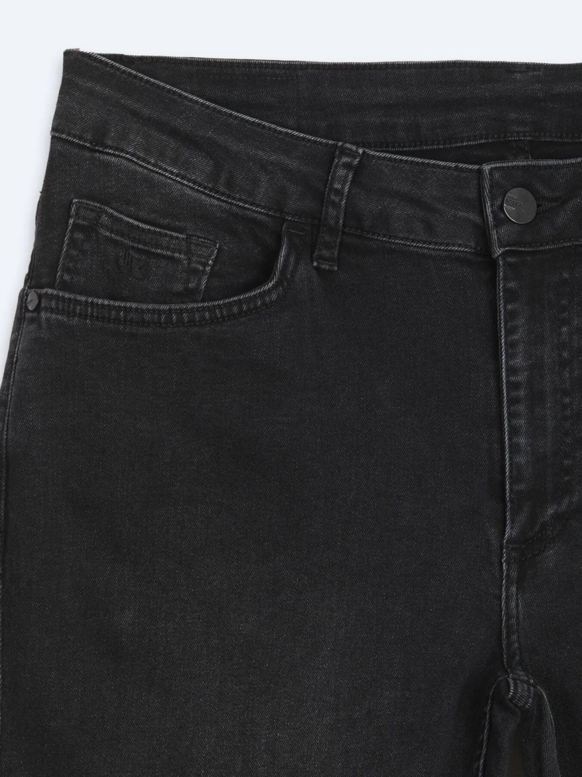 Siyah Düz Slim Fit Denim Pamuk Karışımlı Pantolon