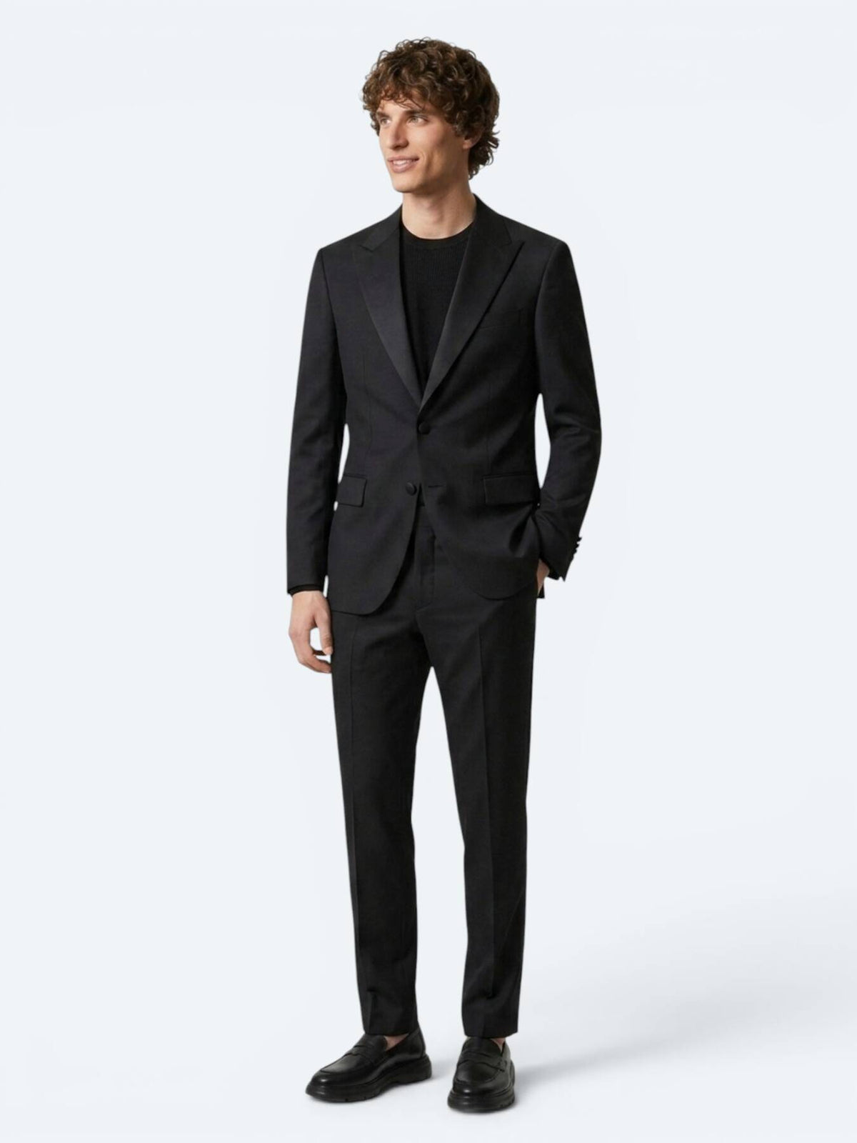 Siyah Düz Modern Fit Prinç Smokin Takım Elbise