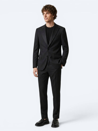 Siyah Düz Modern Fit Prinç Smokin Takım Elbise
