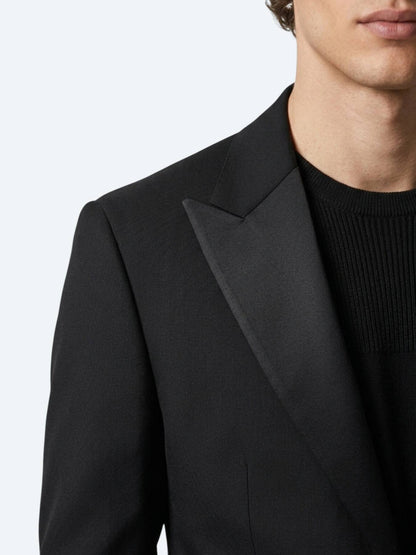 Siyah Düz Modern Fit Prinç Smokin Takım Elbise