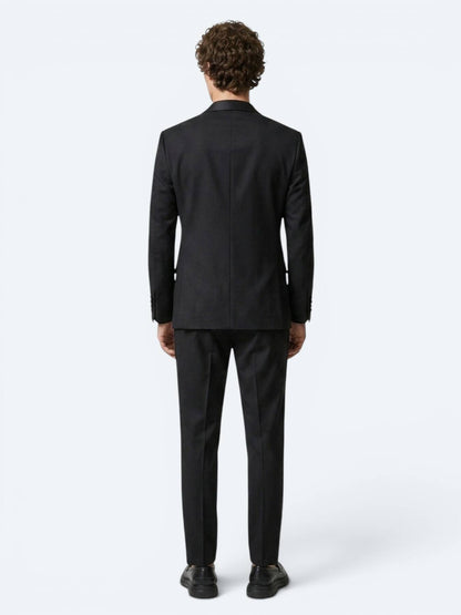 Siyah Düz Modern Fit Prinç Smokin Takım Elbise